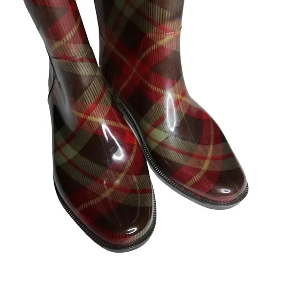 Lauren Ralph Lauren Plaid Rossalyn II Knee High PVC Rain Boots 6B - Picture 13 of 14